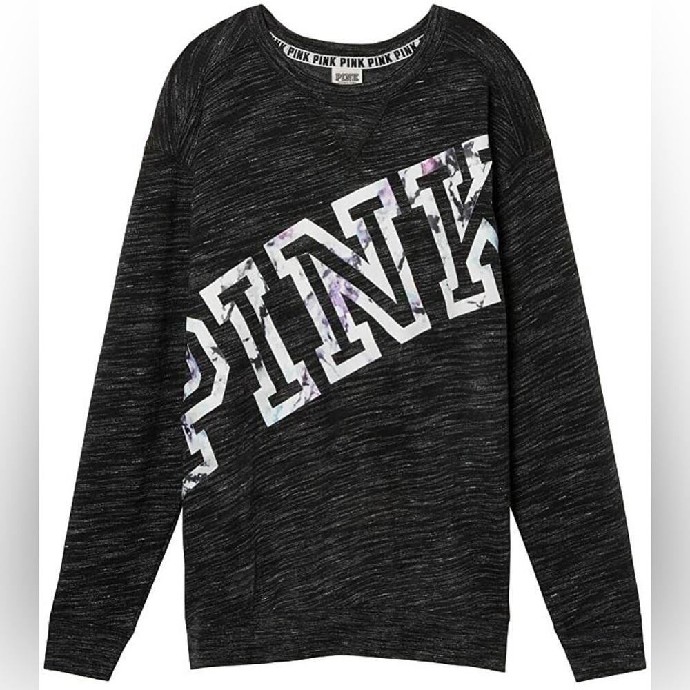 EUC Victoria’s Secret Pink Floral Logo Campus Crewneck Pullover